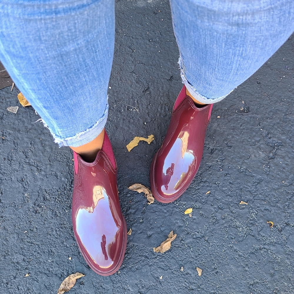 Burgundy Platform Rubber Boots